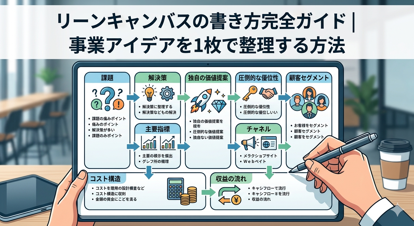 リーンキャンバスの書き方完全ガイド｜事業アイデアを1枚で整理する方法